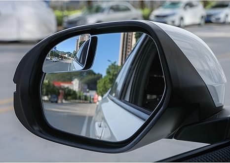 LivTee Blind Spot Car Mirror,Asymmetric Fan Shaped HD Glass Frameless Convex Rear View Mirror with wide angle Adjustable Stick for Cars SUV and Trucks, Pack of 2