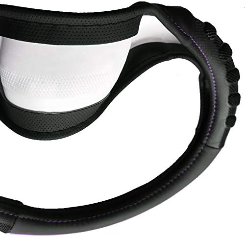 Flying Banner car Steering Wheel Cover Faux Leather Massage Universal fit 3D Honeycomb Hole Anti-Slip Sporty 15 Inches (Purple Black)