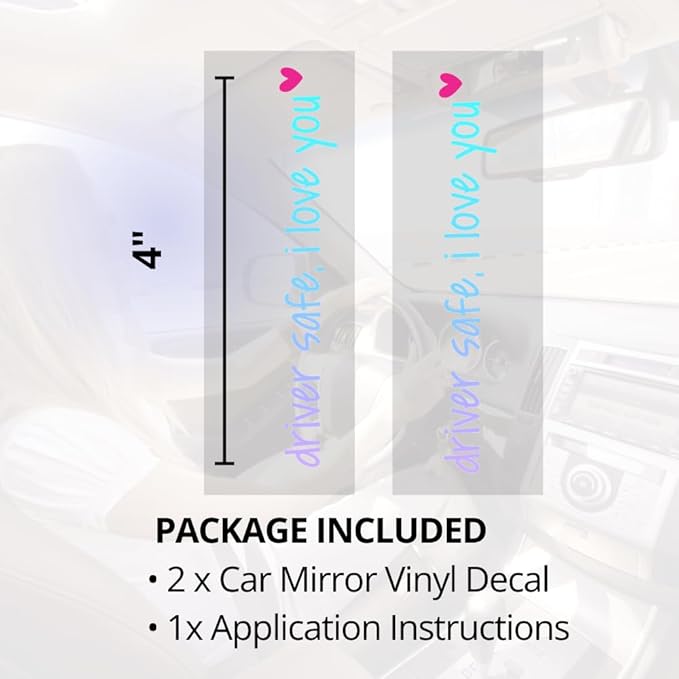 Rearview -Mirror -Decal Water Bottle -Stickers Affirmation Reminder Sticker Laptop Bumper Tumbler Vinyl Sticker Car Mirror Decal Funny Car Decor -Gift (Holographic, Driver Safe, i Love You)