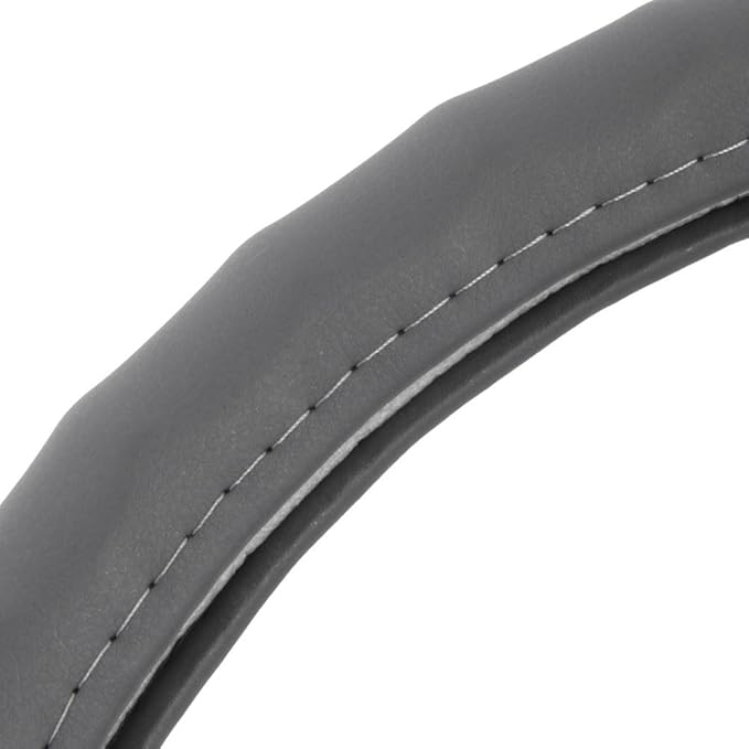 Motor Trend Ergonomic Grip Steering Wheel Cover/Protector for Small Size Steering Wheels in Cars, SUVs, Boats (13.5-14.5") (Genuine Leather (Gray))