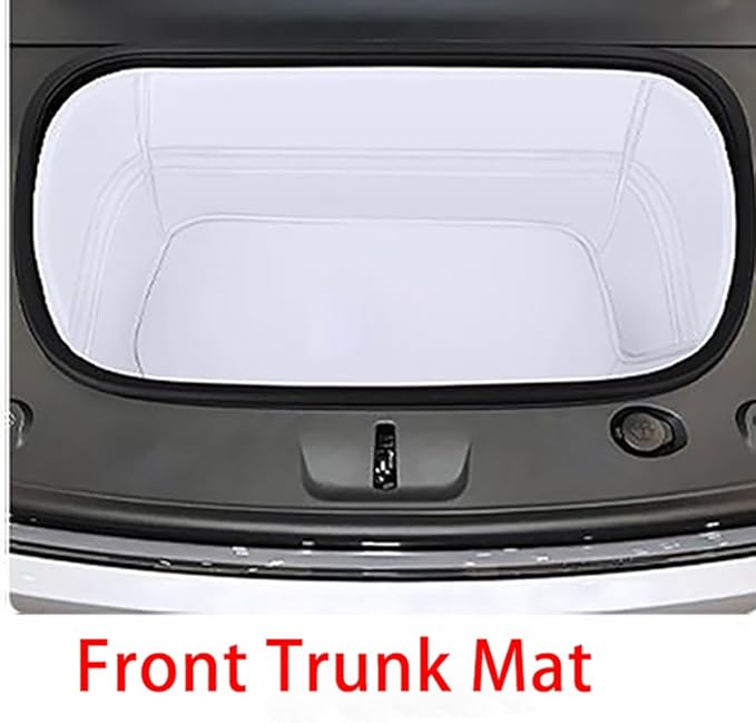 Tesla Model Y 2026 Juniper Refresh Full Cover Frunk Mat & Rear Lower Trunk Storage & Inner Storage Mat White Premium Leather Waterproof & Custom Fit