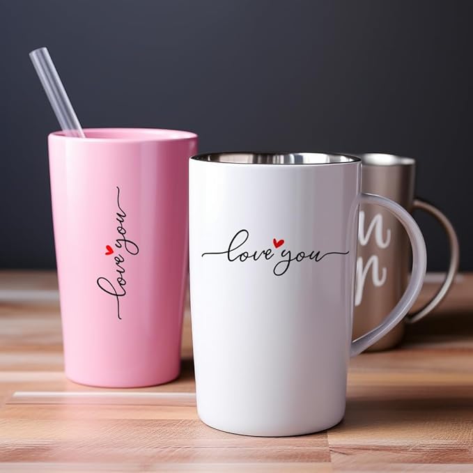 2 x Love You Rearview Decal, Love You Decal, Mirror Stickers, Cup Accessories, Water Bottle Vinyl Stickers, Rear View Mirror Sticker, Car Mirror Decor, Side Mirror