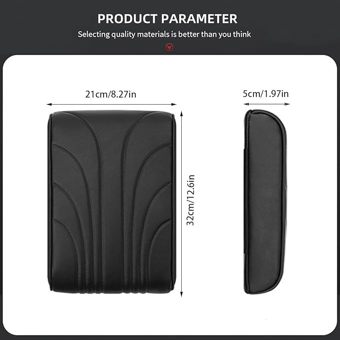 Upgrade Car Console Armrest Pad,Car Armrest Cushion with Comfortable Memory Foam,Premium PU Leather Car Armrest Cover,Universal Car Center Console Pillow,Car Accessories(Black3)