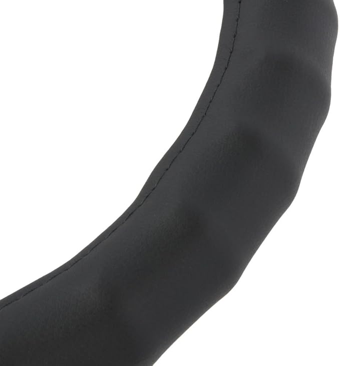 Motor Trend Ergonomic Grip Steering Wheel Cover/Protector for Small Size Steering Wheels in Cars, SUVs, Boats (13.5-14.5") (Genuine Leather (Black))