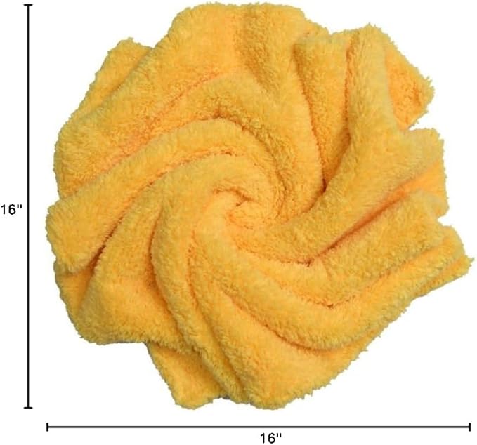 CARCAREZ Microfiber Towels for Cars, Car Drying Wash Detailing Towel with Plush Edgeless Microfiber Cloth (Yellow)