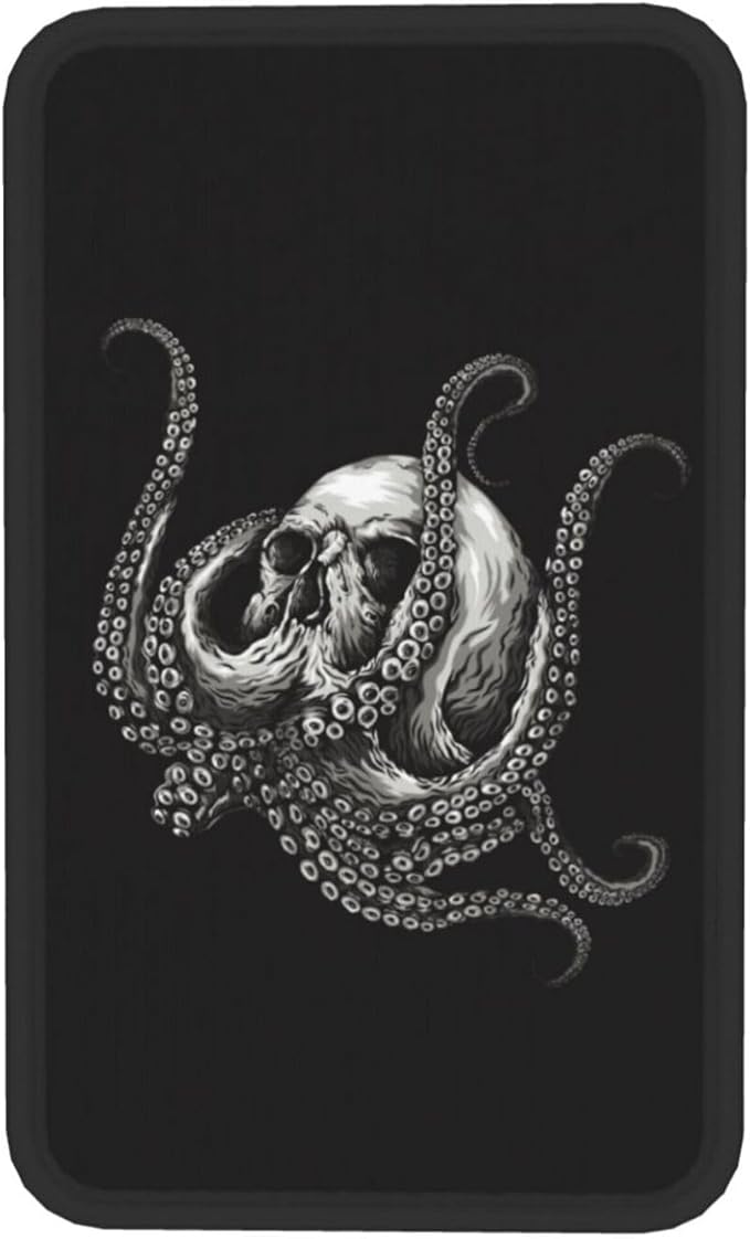 Black Sugar Skull Octopus Ocean Auto Center Console Armrest Pad Universal Car Center Console Cover Seat Box Cover for Sedan, Van, SUV, Truck Car Accessorie