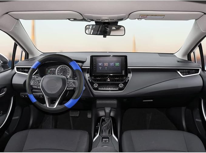 GIANT PANDA Steering Wheel Cover for Toyota, Auto Car Steering Wheel Cover for Toyota Highlander Rav4 Corolla Camry - Black + Blue