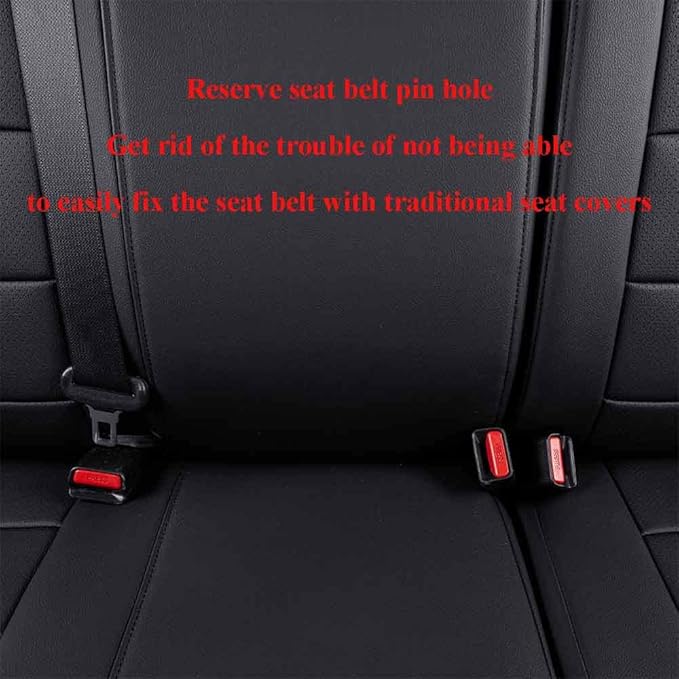 EKR Custom Fit Tacoma Rear Car Seat Covers for Select Toyota Tacoma 2016 2017 2018 2019 2020 2021 2022 2023 Double Cab/Crew Cab - Second Row Only,Leather (Black)