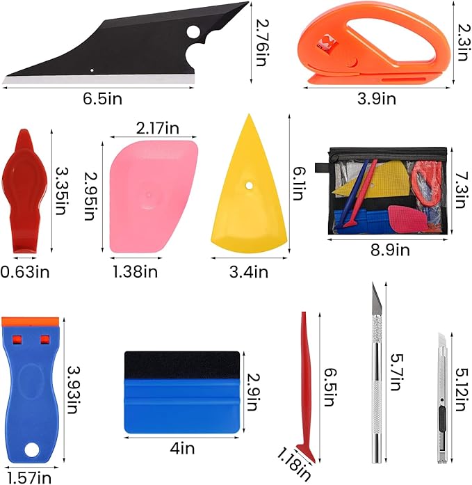 JIURUN 36 PCS Car Window Tint Kit, Vinyl Wrap Tool Window Tint Squeegee Tools Vehicle Glass Protective Film Installation Kit Automotive Window Film Tinting Kit