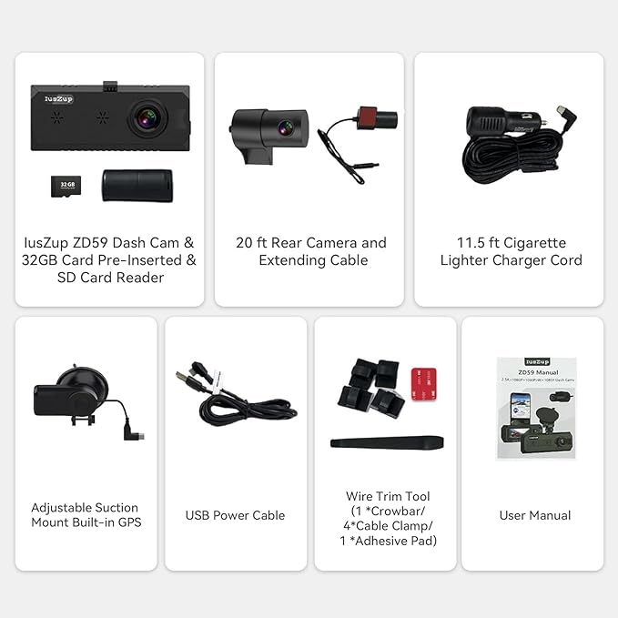 Dash Cam 3 Channel 4K with 5.8GHz WiFi GPS - 4K+1080P Dash Camera Front and Rear Inside,2.5K+1080P*2 Triple Car Camera 3.16"IPS, 32GB Card, 320°Wide Angle, IR Night Vision, G-Sensor, 24H Parking Mode