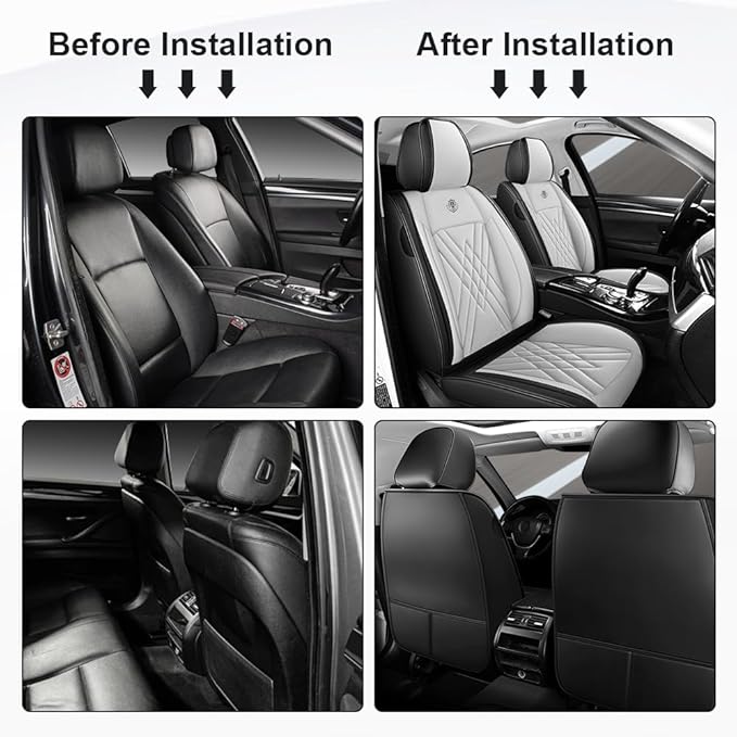 Seat Covers Fit for Subaru Crosstrek 2016-2026 Nappa Leather Waterproof Breathable Car Seat Cover, Easy to Install Airbag Compatibility, Auto Interior Accessories(Front Set,Black White)