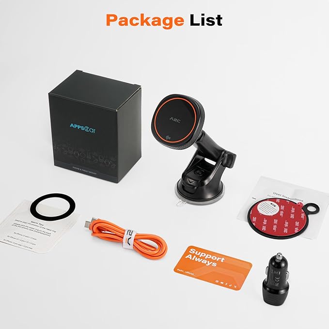 APPS2Car Magnetic Car Phone Mount - Designed Only for MagSafe iPhone 17-12 Series, Orange