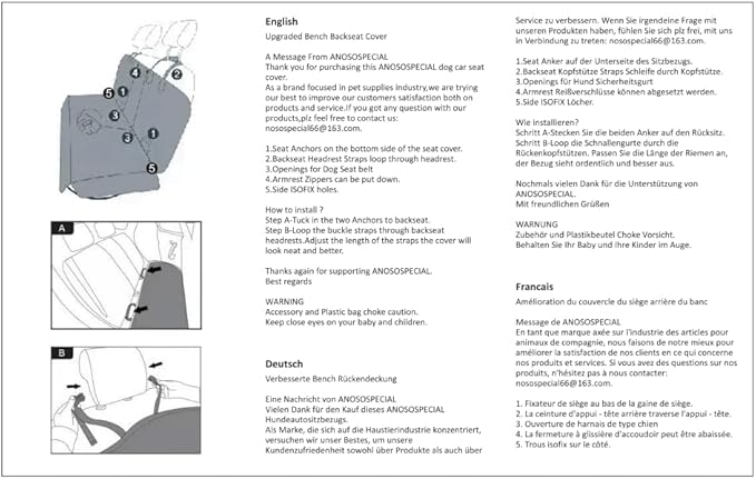 Grey Dog Car Seat Cover for Back Seat,Non-Stick Fur,Pet-Friendly and Waterproof - Universal Fit Interior Protector for Auto, Van, SUV - Ideal for Kids and Pets