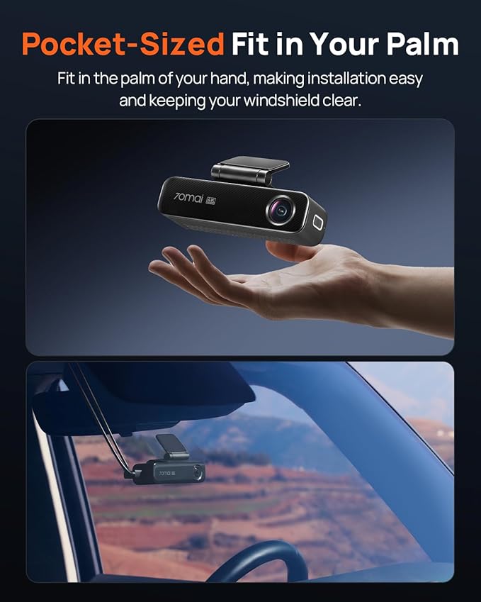 70mai 4K Dash Cam Front and Rear for Cars, STARVIS 2 IMX678 Super Night Vision & F1.7 Aperture, Dual HDR, Support 4G LTE & 5GHz Wi-Fi, Built-in 128GB eMMC, GPS, Voice Control, Parking Monitor (M800)