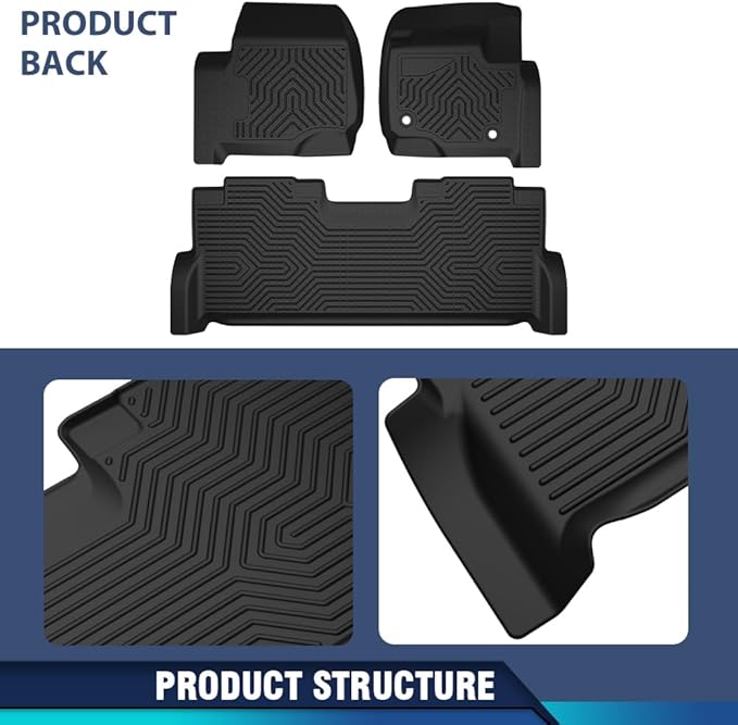 PIT66 Floor Mats Cargo Liners Compatible with 2017-2024 Ford F250 F350 F450 F550 Super Duty Crew Cab (4 Full Size Doors), (Heavy Duty) All Weather Automotive TPE Liners
