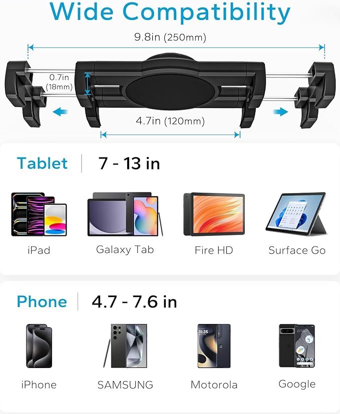 GDZN Suction Cup Tablet Mount for Car, Dashboard Windshield Tablet Holder for Truck/Pickup, Heavy Duty Metal Window iPad Mount for iPad Pro 12.9 Air Mini, Galaxy Tab, iPhone 17, 4.7-13" Devices
