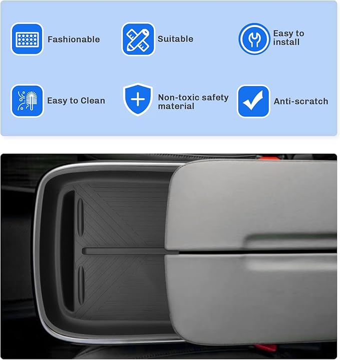 SXCY for 2024 2025 Rivian R1T/R1S Accessories 2022-2025 R1T/R1S Wireless Charging Protective Mats 2024 2025 R1T/R1S Center Console Inserts Liner Anti-Slip Anti-Dust Waterproof Mats