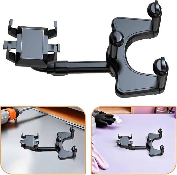 2pcs Rotatable Car Phone Holder - Adjustable Car Rear View Mirror Phone Holders for Vehicle Trip Recorder Navigation Bracket GPS Driving Accessories