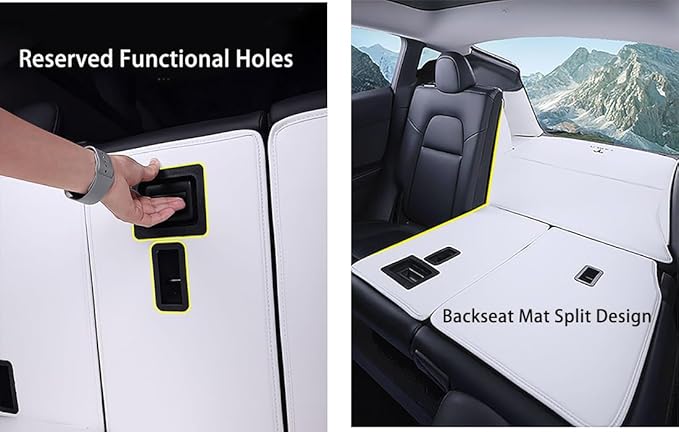 2026 Tesla Model Y 5 Seater Juniper Refresh Trunk Liner Red Nappa Leather (Back Seat Protector + Cargo Protector+High Side Panel +Door Sill Protector) Pet Dog Cover (Red)