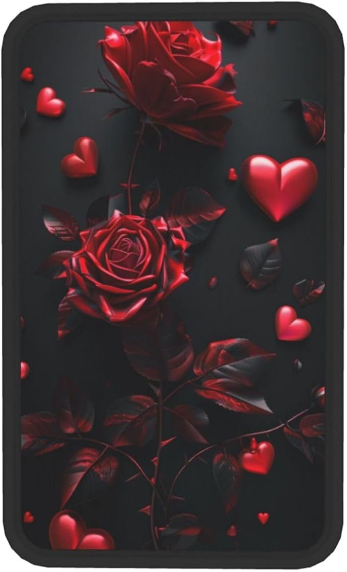 Universal Car Center Console Cushion Pad, Red Rose Soft Waterproof Car Center Console Cover Auto Armrest Seat Box Cover Protector for Most Vehicle SUV Truck Car