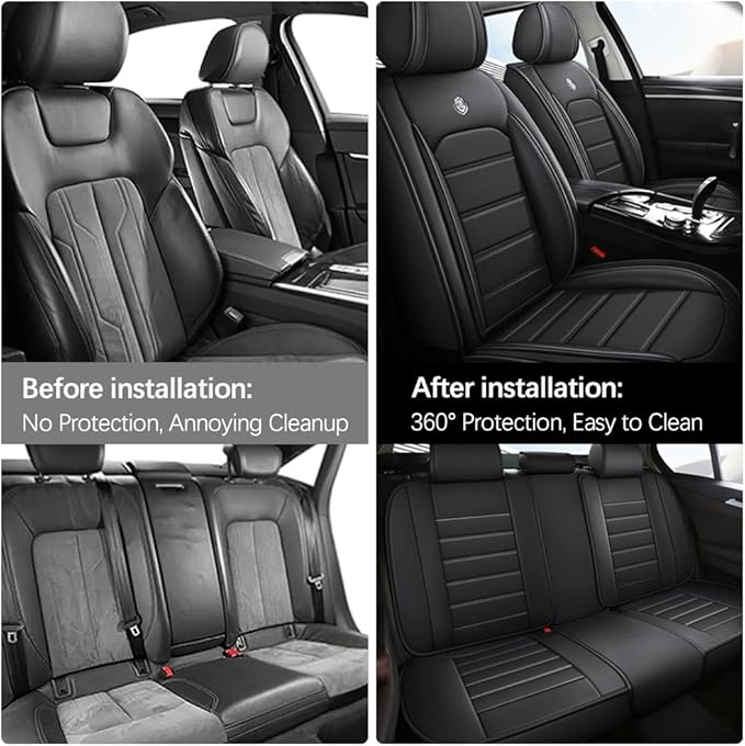 for Toyota Highlander 2006-2026 Seat Covers,Waterproof,Abrasion-Resistant PU Leather Full Set Seat Cover(Classic Black)