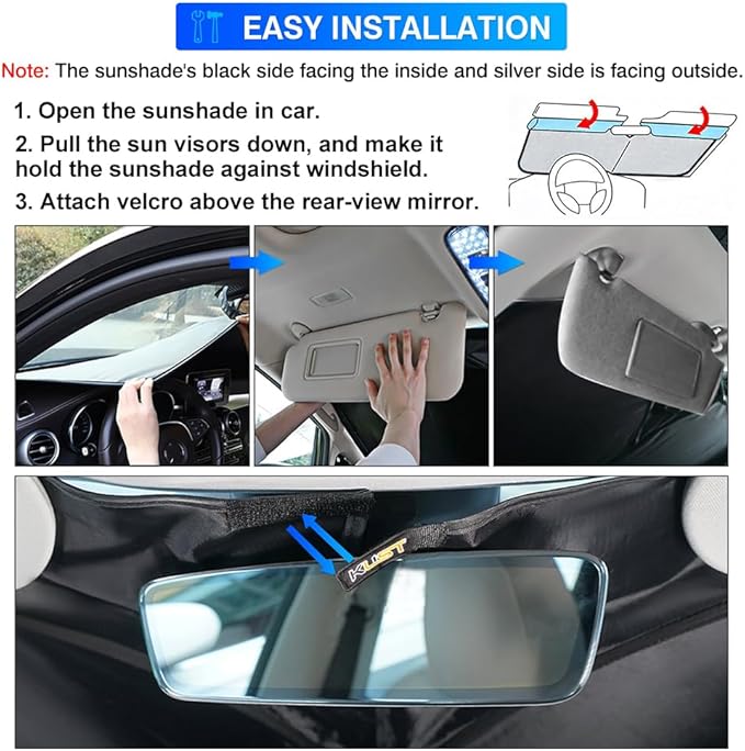 KUST Windshield Sun Shade for Toyota CHR 2018-2023 CH-R Window Accessories Sun Visor Foldable Sunscreen Block UV Rays Keep Car Cooler