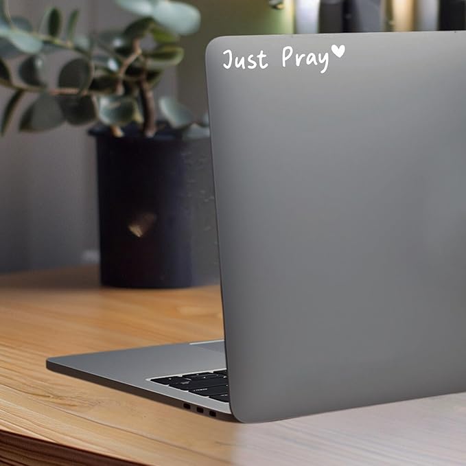 Rearview -Mirror -Decal Water Bottle -Stickers Affirmation Reminder Sticker Laptop Bumper Tumbler Vinyl Sticker Car Mirror Decal Funny Car Decor -Gift (White, Just Pray)