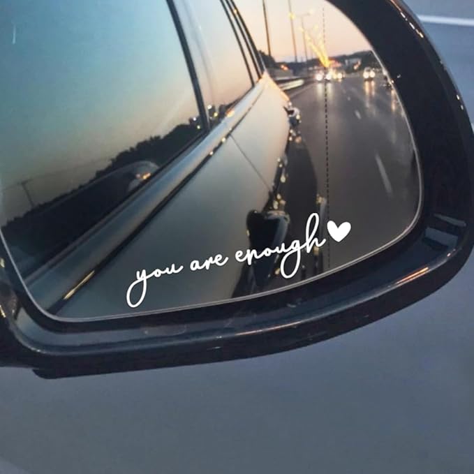 3X You Are Enough Car Mirror Decal, Rearview Mirror Sticker For Women, Affirmation Gift For Women, Car Stickers And Decals, Self Love Sticker