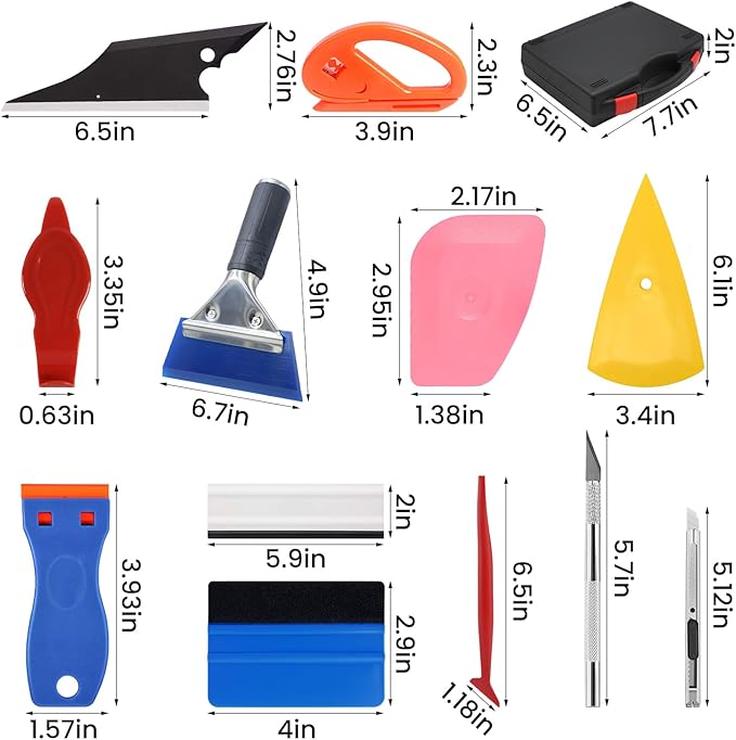 JIURUN 43 PCS Car Window Tint Kit, Vinyl Wrap Tool Window Tint Squeegee Tools Vehicle Glass Protective Film Installation Kit Automotive Window Film Tinting Kit