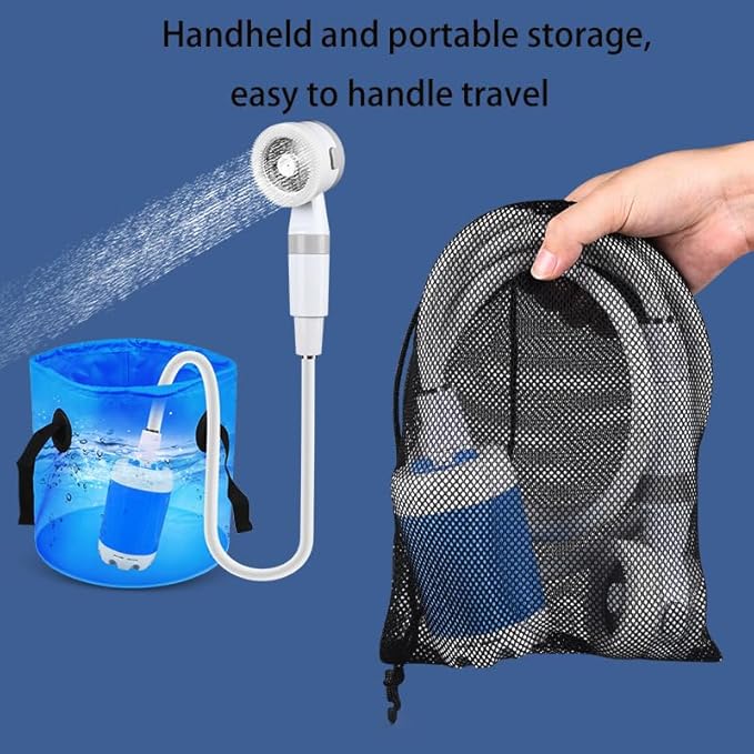 Portable Camping Shower Pump -Rechargeable Outdoor Shower Head Sprayer, Perfect for Camping, Hiking, Travel, Car Washing & Pet Cleaning
