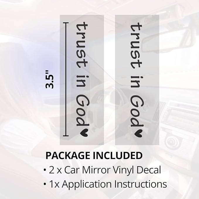 Rearview -Mirror -Decal Water Bottle -Stickers Affirmation Reminder Sticker Laptop Bumper Tumbler Vinyl Sticker Car Mirror Decal Funny Car Decor -Gift (Black, Trust in God)