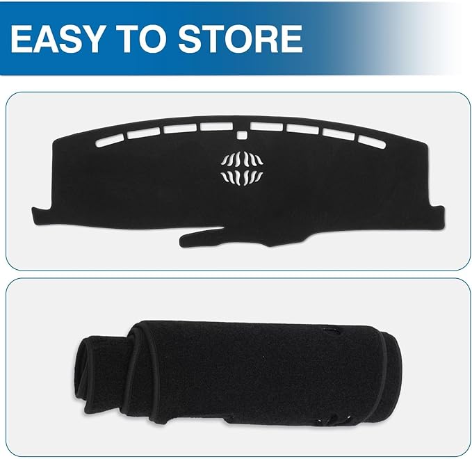 KUST Car Dash Cover for Ford Explorer 2020-2025 2026 (XLT, Limited, ST, Platinum) (2025:Active, ST-Line, ST, Platinum) Dashboard Cover Polyester Non-Slip Car Accessories for Explorer No Glare Black