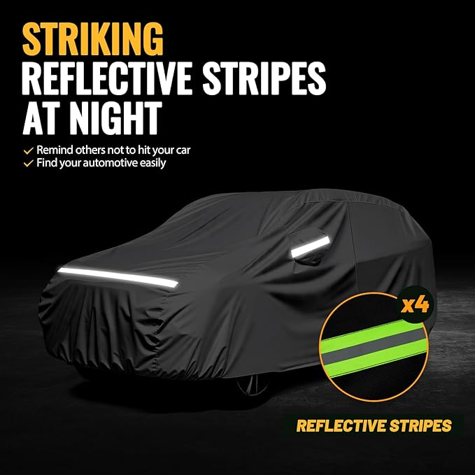 Favoto 6-Layer SUV Car Cover - Waterproof All Weather for Automobiles Heavy Duty Outdoor Dust Rain Sun Protection Snowproof Car Tarp with Windproof Straps Universal Fit for SUV (169-181 inch)