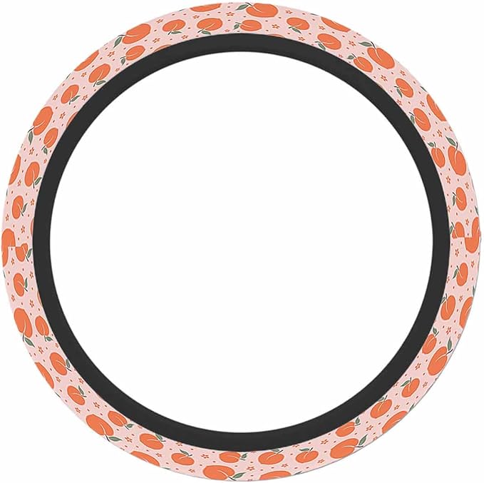 Peach Steering Wheel Cover Abstract Orange Steering Wheel Cover for Women Men Anti-Slip Breathable Steering Wheel Protector Car Accessories
