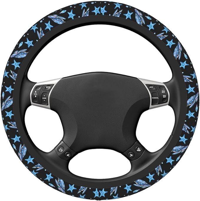 Sea Turtle Steering Wheel Cover for Women Elastic Rubber Steering Wheel Universal 15 Inch Fit for Cars, Auto, SUVs