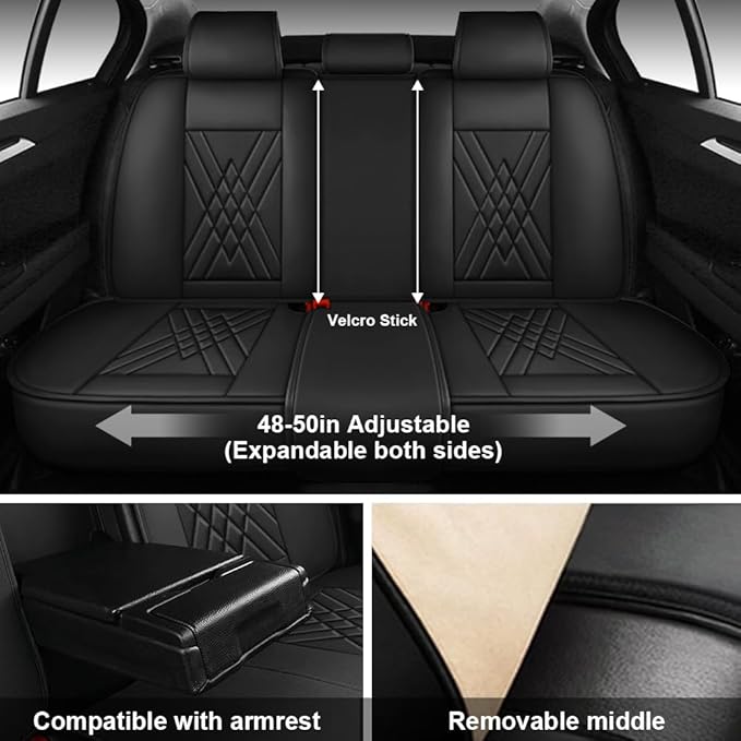 Seat Covers Fit for Subaru Crosstrek 2016-2026 Nappa Leather Waterproof Breathable Car Seat Cover, Easy to Install Airbag Compatibility, Auto Interior Accessories(Full Set with Pillow, Black Red)