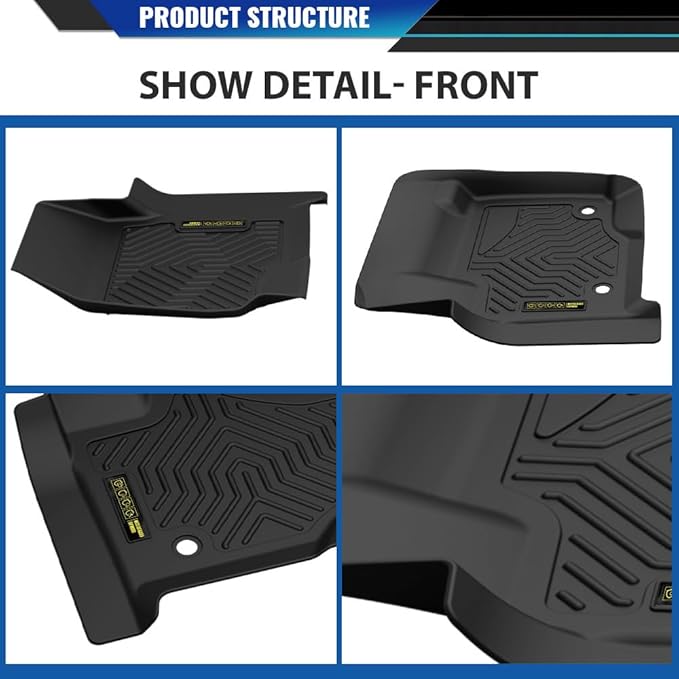 DOTCOM TPE Floor Mats Fit Ford F250 F350 F450 F550 Super Duty Crew Cab 2017-2024,All Weather Full Cover Protection 1st & 2nd Row Truck Mats Cargo Liner Accessories,alfombras para carro 3PCS