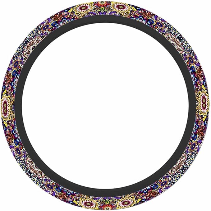 Abstract Flowers Car Steering Wheel Cover Colorful Steering Wheel Cover Car Decor Suitable for Most Vehicles Including Trucks and SUV
