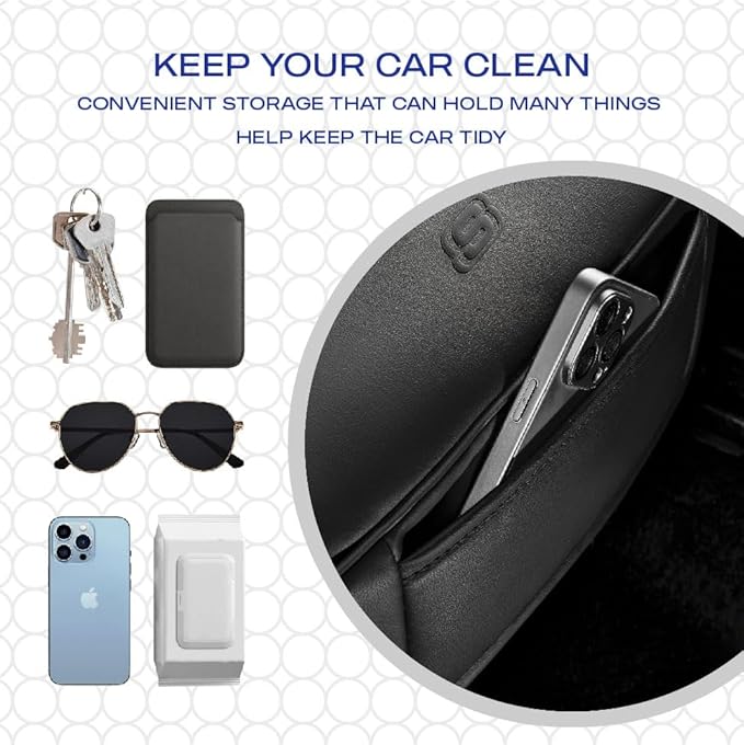 Skechers Car Seat Cover,Memory Foam Luxury Faux Leather Front Bottom Seat Cushion Cover,Universal Anti-Slip and Wrap Around The Bottom with Storage Bags,Suitable for Most Vehicles-1 Piece,Grey