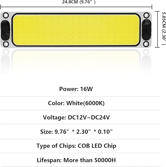 Interior Light Bar COB 108 SMD DC12-36V LED Strip Lights with ON/Off Switch for Camper Truck Van RV Trailer Boat Car Cargo Cabinet Lights with Double-Sided Tape/Screw 4-Pack White