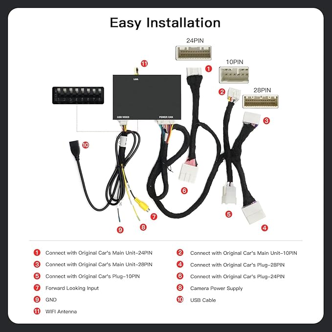 CARabc Wireless Carplay Android Auto Adapter for Toyota with Entune2.0 2014-2019, Fits for Tundra/Highlander/RAV4/Tacoma/Camry/Corolla/Avalon/Prius/CH-R/Sienna