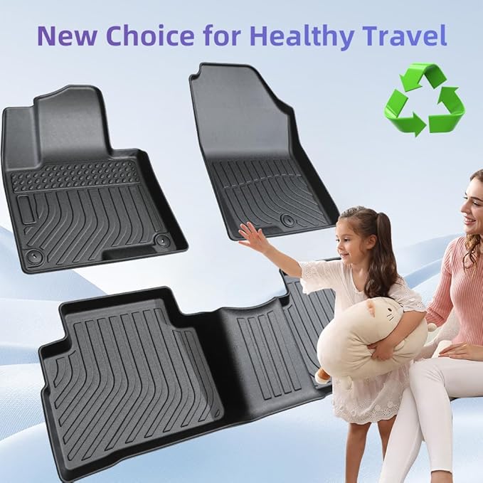 TPE All-Weather Floor Mats for 2023 2024 2025 2026 Kia Sportage Accessories | Custom Fit for Sportage (Gasoline) 1st-2nd Floor mats, Heavy-Duty, Non-Slip, Black Interior Car Mats 3Pcs