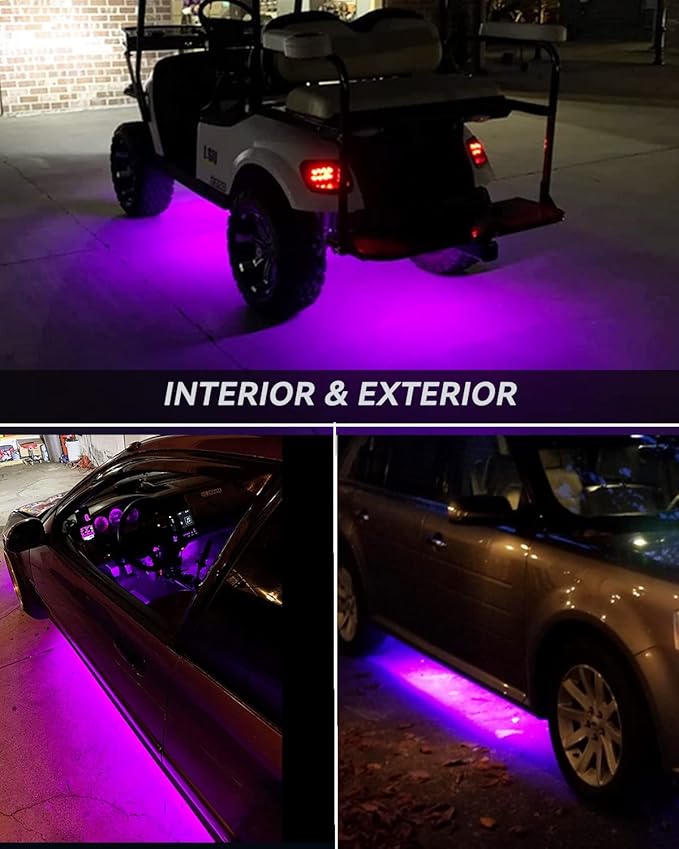 12V Led Light Strip 12.75Inch Waterproof Led Light Strips for Cars Motorcycles Golf Cart Interior & Exterior Marine Boat Pink Led Strip 12V 5050 18SMD,Pack of 4