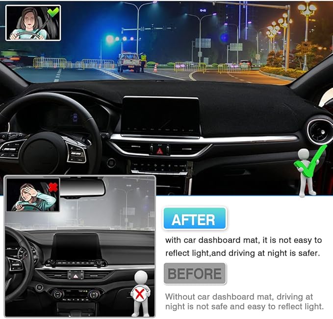 Autorder Dashboard Cover Mat for 2019-2023 2024 Kia Forte Accessories Dash Cover Flannel Dash Mat Sunshade Glare UV Rays Protector