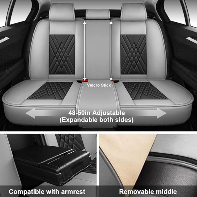 Seat Covers Fit for Subaru Crosstrek 2015-2026 Nappa Leather Waterproof Breathable Car Seat Cover, Easy to Install Airbag Compatibility,Auto Interior Accessories(Full Set with Pillow, Black Gray)