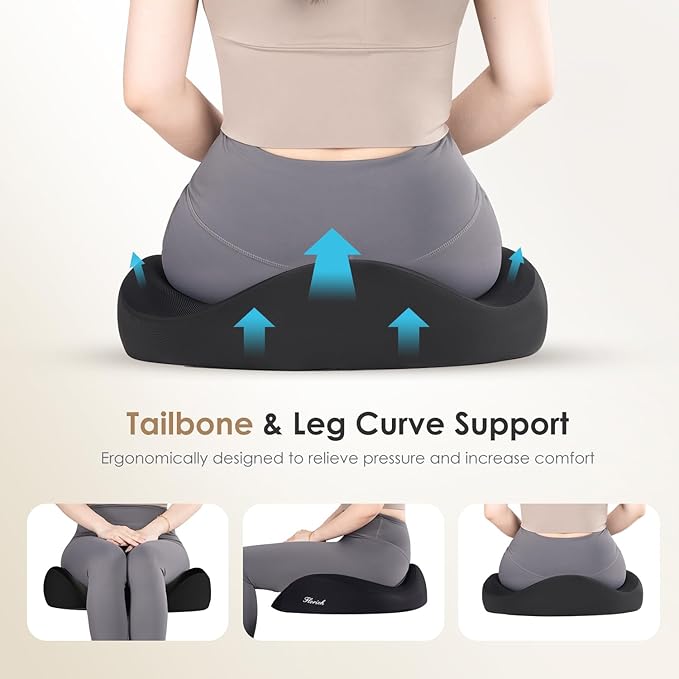 FLORICH Lumbar Support Pillow and Car Seat Cushion, Ergonomic Back Support Pillow and Seat Chair Cushion for Office Chair Memory Foam Lumbar Support and Car Seat Cushion for Car Seat Driver - Black