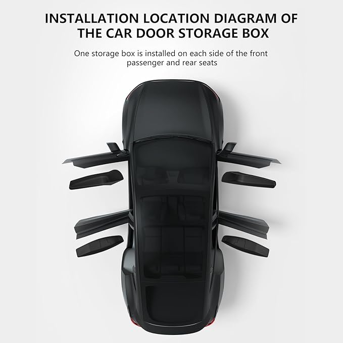 4PCS Door Side Pocket Storage Box for TeslaModel Y Juniper 2025 Front& Rear Door Pocket InnerOrganizer Trays TPE for Model Y Juniper Access