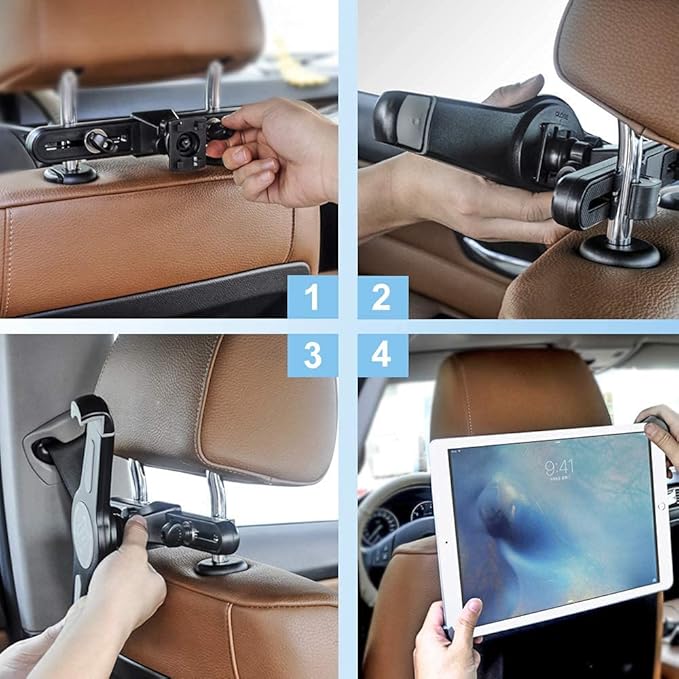 woleyi Car Headrest Large Tablet Mount, Heavy Duty Ultra Stable Car Back Seat Tablet Holder, Compatible iPad Pro 13/Air, Samsung Galaxy Tabs, Surface Pro/Go, Fire HD and More 9.5-14.5" Tablets