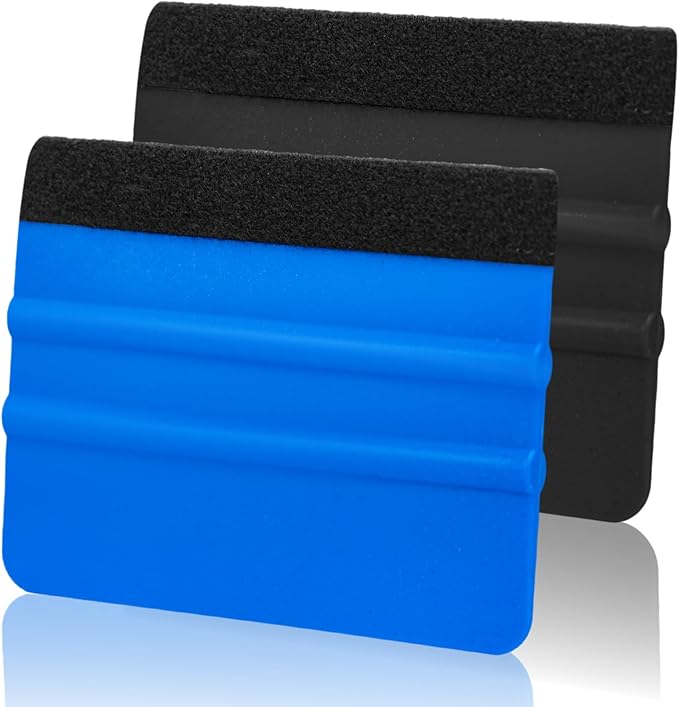 Squeegee for Vinyl, 2 Pcs With Extra 2 Felt Replacements, 4 Inch Wrap Tools for Car Wrap, Craft Sign Making, DIY Crafting, Window, Black and Dark Blue