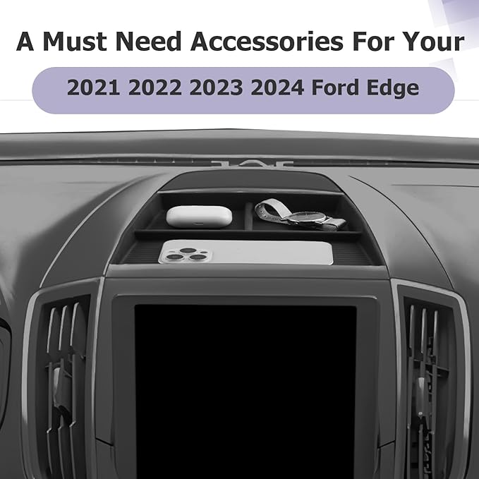 LUWU for 2024 Edge Dashboard Storage Tray - 2021 2022 2023 2024 Ford Edge 12-inch Behind Screen Organizer Center Console Display Box Dash Tray Edge 2024 Accessories (Only for 12" Screen)